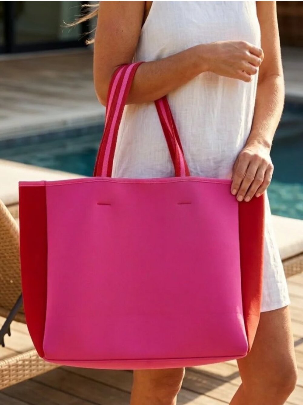 SUMMERSALT Neoprene Tote Beach Pool Bag Pink